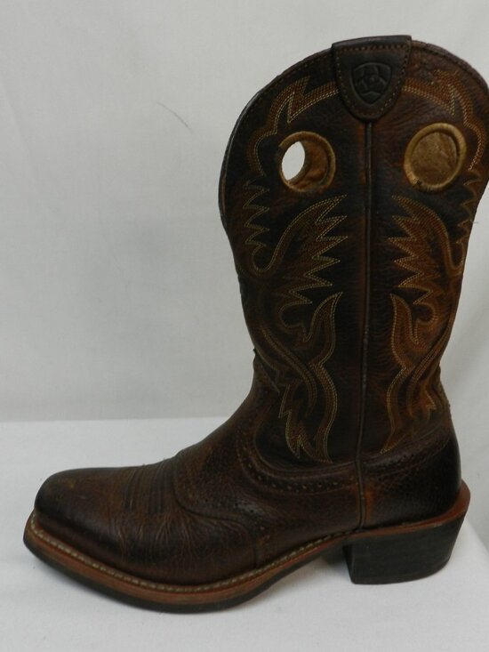 Ariat Men Size 9 M Leather Heritage Roughstock Cowboy boots embroidered brown main image 8